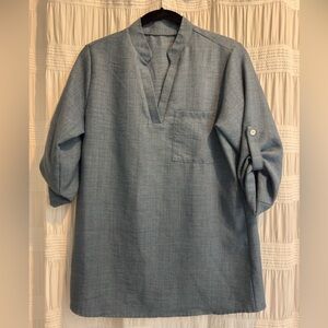 Blue V-Neck Tunic Top